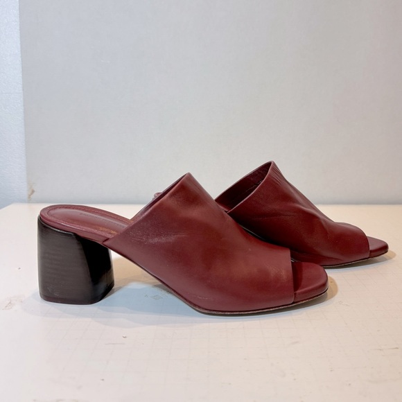 Scanlan Theodore Shoes - SCANLAN THEODORE Open Toe Leather High Heel Mules Cherry Heels Eu39 US8.5